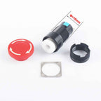 16mm Emergency Stop Switch – Latching Mushroom Button (1NO + 1NC, IP65 Panel Mount)