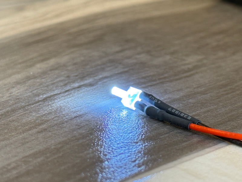 2mm Pre-wired 5V White Diffused LED — 20cm