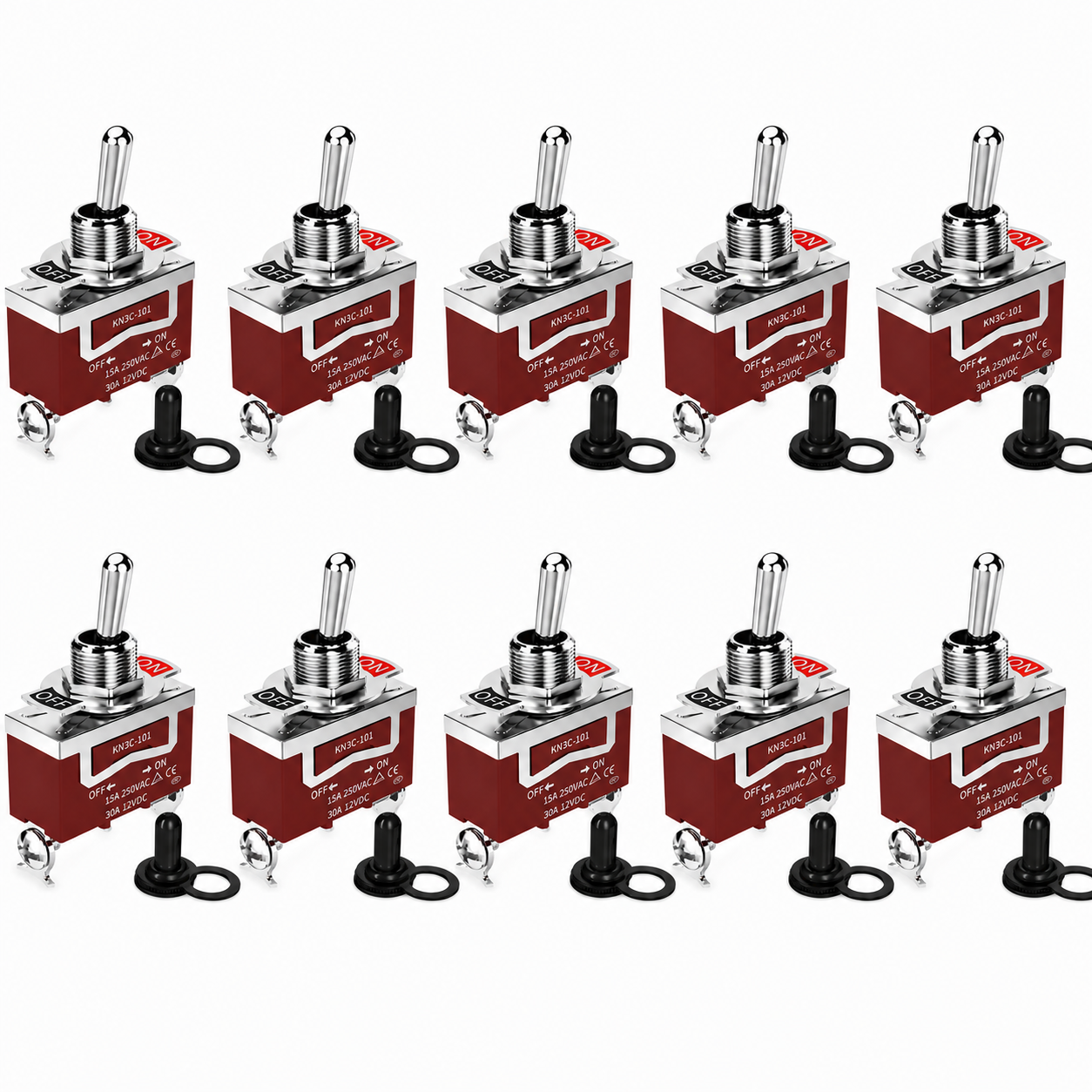 KN3C-101 Toggle Switch – 15A 250VAC, Waterproof, Panel Mount
