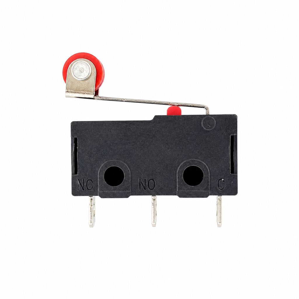 Rear of KW11-3Z roller micro switch with NC, NO and C terminal markings