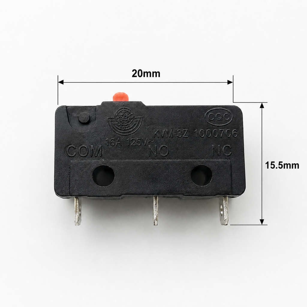 KW11-3Z no-lever micro limit switch dimensions diagram
