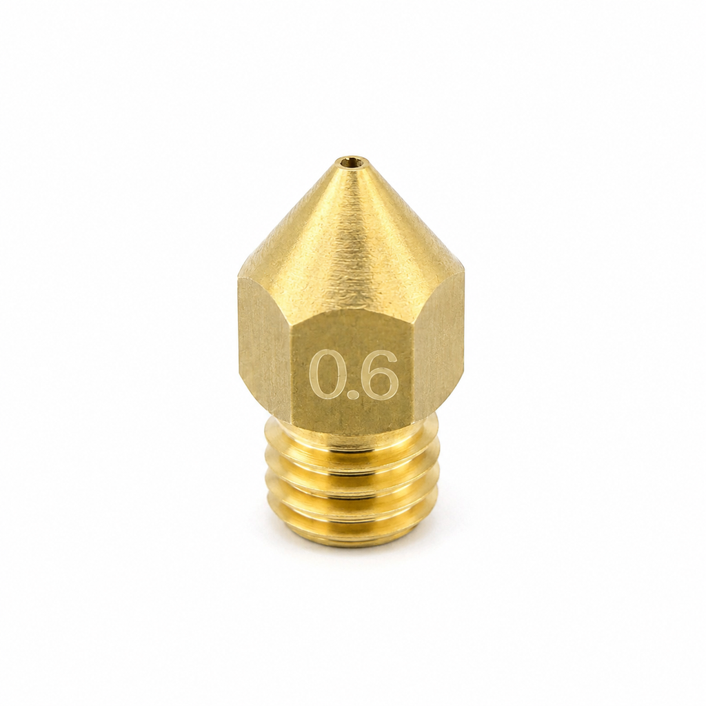MK8 brass 0.6mm 3D printer nozzle, M6 thread, 1.75mm filament, Creality Ender 3 compatible
