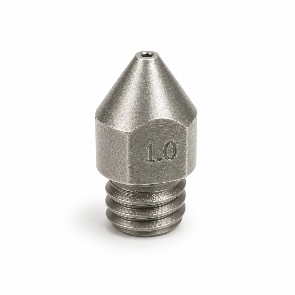 MK8 hardened steel 1.0mm 3D printer nozzle, M6 thread, 1.75mm filament, Creality Ender 3 compatible