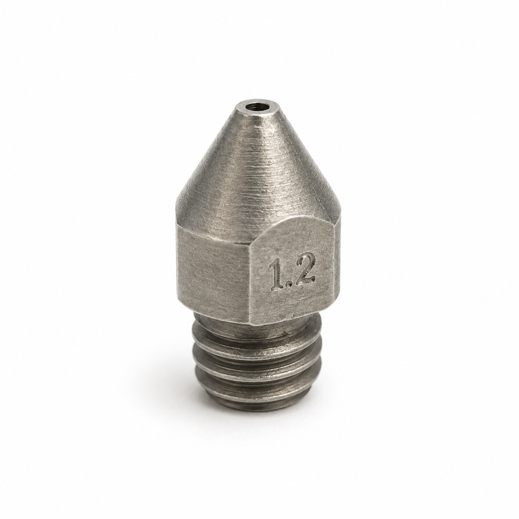 MK8 hardened steel 1.2mm 3D printer nozzle, M6 thread, 1.75mm filament, Creality Ender 3 compatible