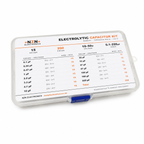 Electrolytic capacitor kit, 200 pieces across 15 values (0.1µF to 220µF, 10-50V) - NZN Electronics NZ