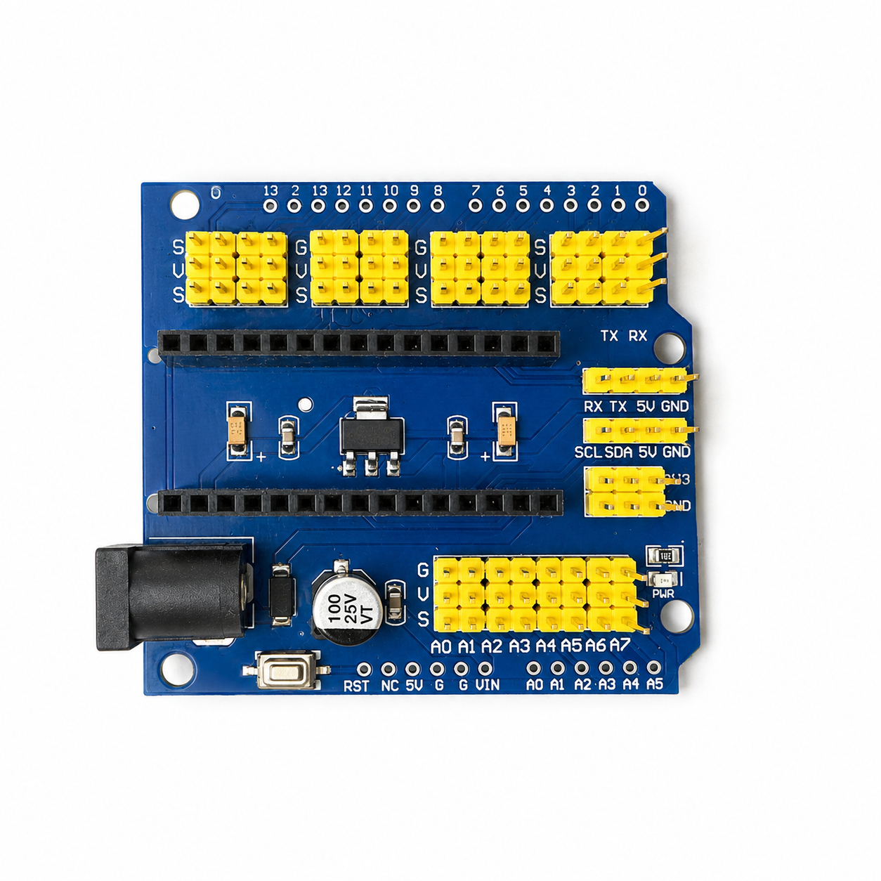 Nano IO Expansion Shield V3.0 (Blue) top-down product photo