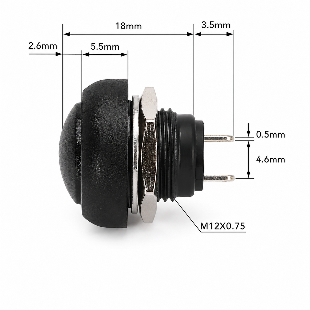 PBS-33B 12mm Waterproof Momentary Push Button Switch