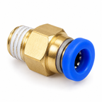 PC6-01 brass pneumatic fitting showing the 6 mm push-in collar and R1/8 BSPT male thread