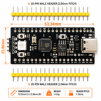 RP2040 USB-C development board dimensions diagram in millimetres