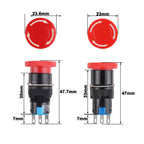 16mm Emergency Stop Switch – Latching Mushroom Button (1NO + 1NC, IP65 Panel Mount)