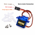 SG90 servo wiring diagram: brown negative supply, red positive supply, orange PWM signal