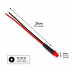 3mm Pre-wired Diffused LED — 20cm (5V / 12V)