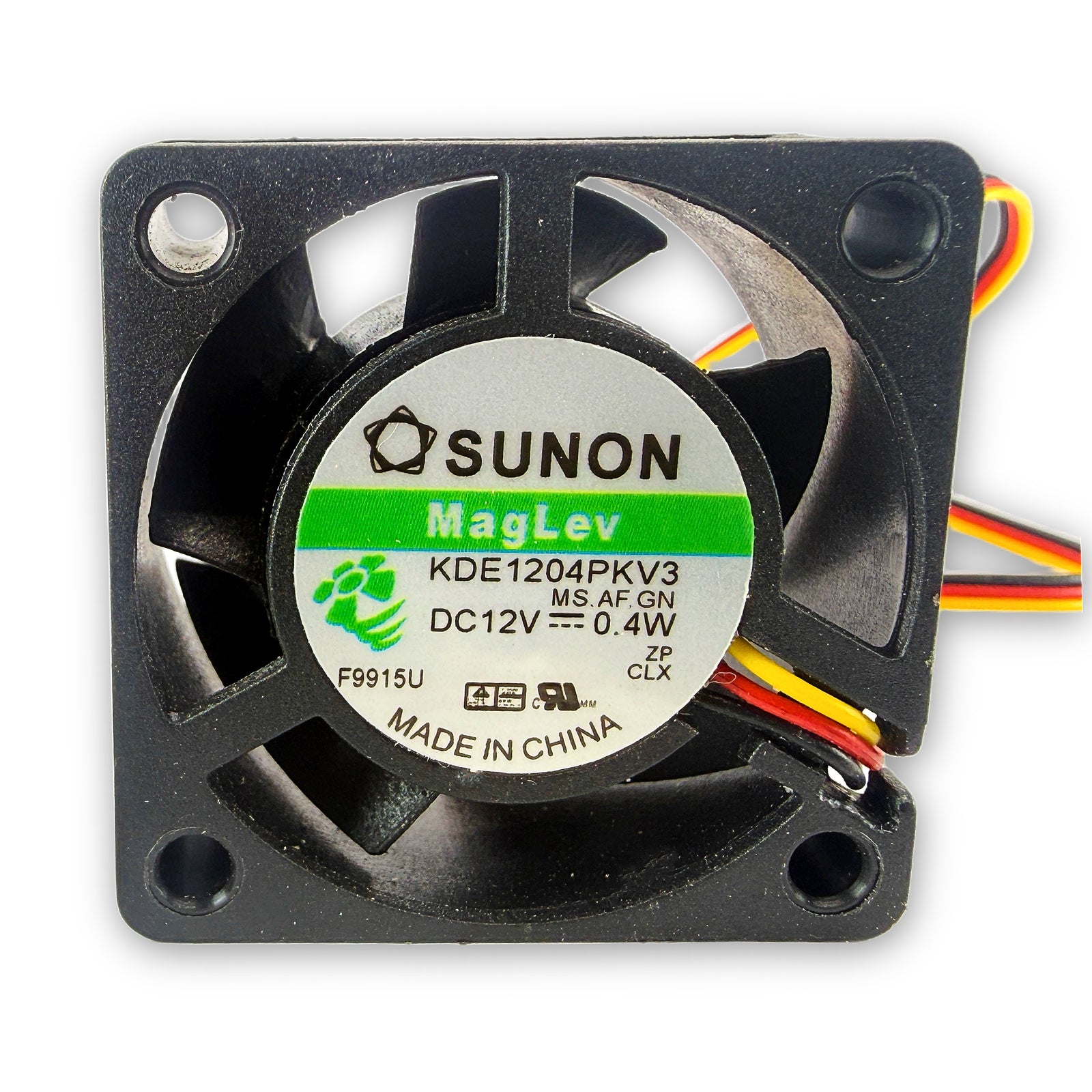 Sunon 4020 cooling fan front face view showing blade pattern and Sunon branding