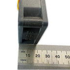 Sunon 4020 fan face-on with ruler confirming 40mm x 40mm dimensions