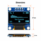 0.96" Blue OLED Display Module 128x64 I2C SSD1315 – dimensions