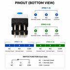 7x7mm 6-pin DPDT push button switch pinout diagram