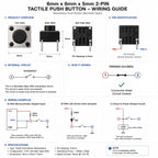 Tactile push button switch wiring guide for breadboard and PCB