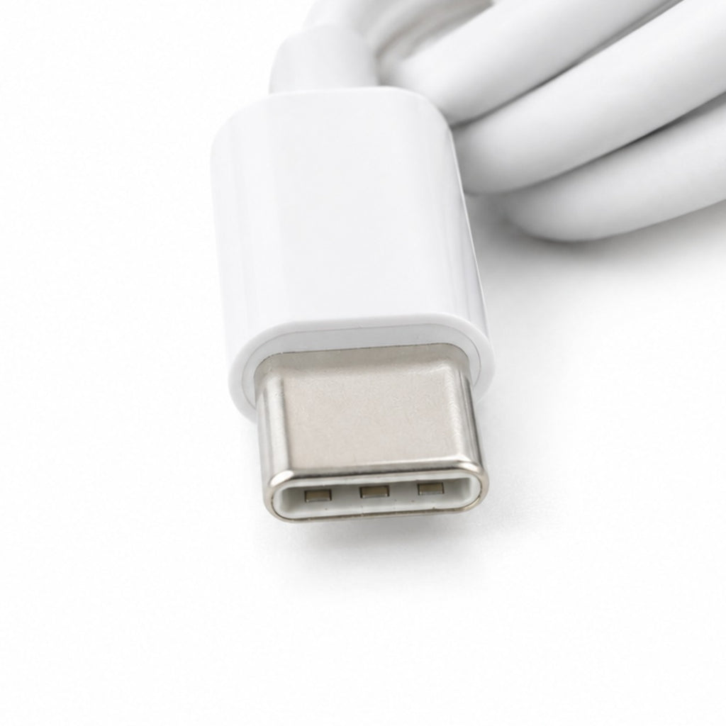 Close-up of the USB Type-C connector showing the plated contacts and moulded housing