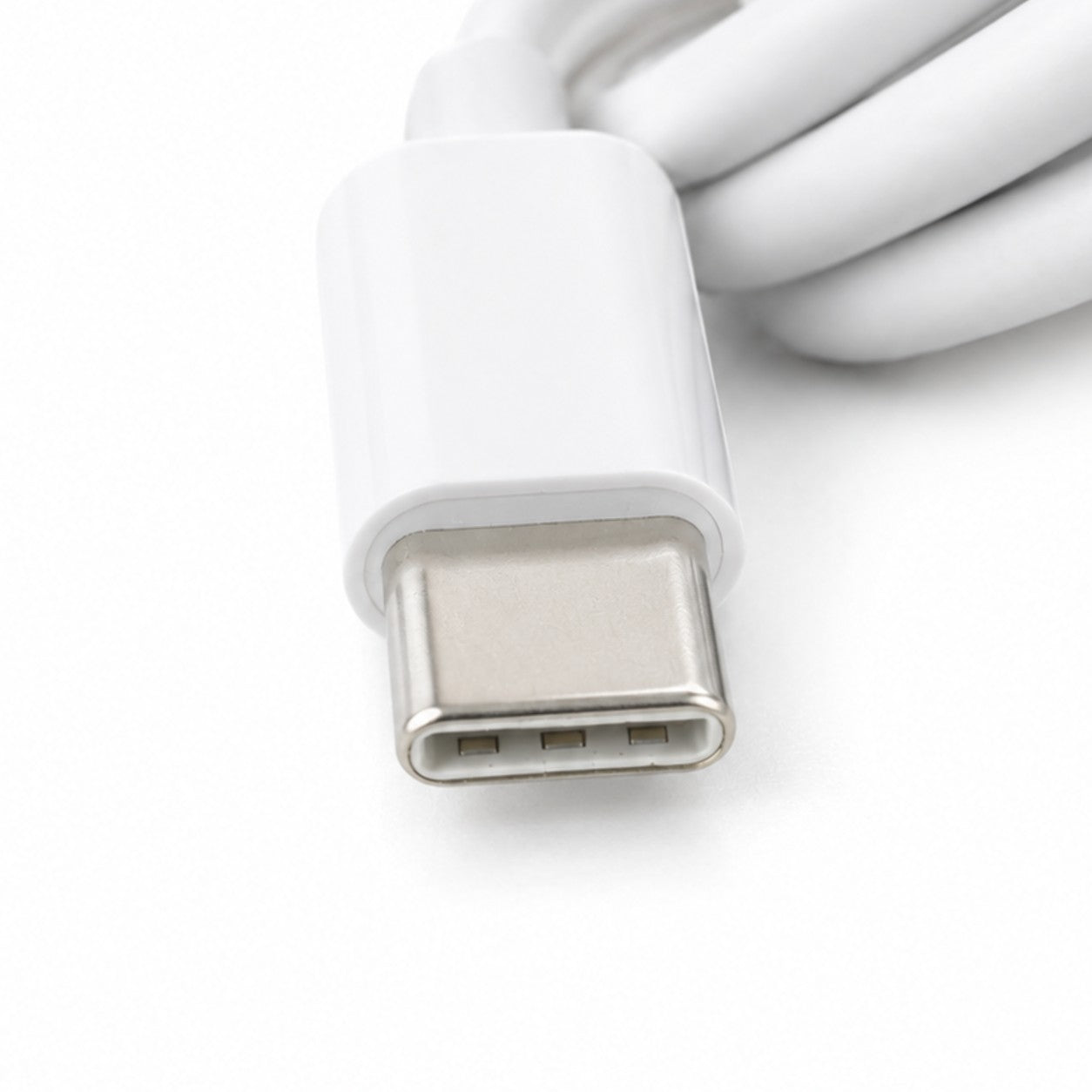 Close-up of the USB Type-C connector showing the plated contacts and moulded housing