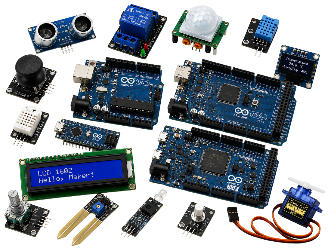 Arduino modules and sensors collage