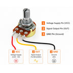 WH148 B10K Potentiometer 3-pin wiring guide (VCC, OUT, GND)