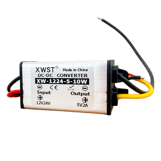 XWST DC-DC Buck Converter — 12V/24V to 5V (1A / 2A / 3A) IP67 Waterproof