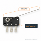 Approximate dimensions of arcade coin mechanism microswitch with 85 mm overall length