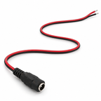 5.5 x 2.1mm female DC socket pigtail with red and black lead and tinned ends