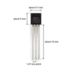Approximate size: body about 4.7 mm wide and 5 mm tall, leads about 15 mm long at 1.27 mm pitch