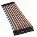 40-wire female to female Dupont jumper ribbon, 20cm, with one brown wire whose socket has come off, leaving bare copper strands