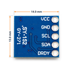 GY-271 QMC5883P board dimensions, 14.0 x 13.0 mm