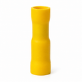 Yellow fully-insulated female bullet connector for 10–12 AWG wire