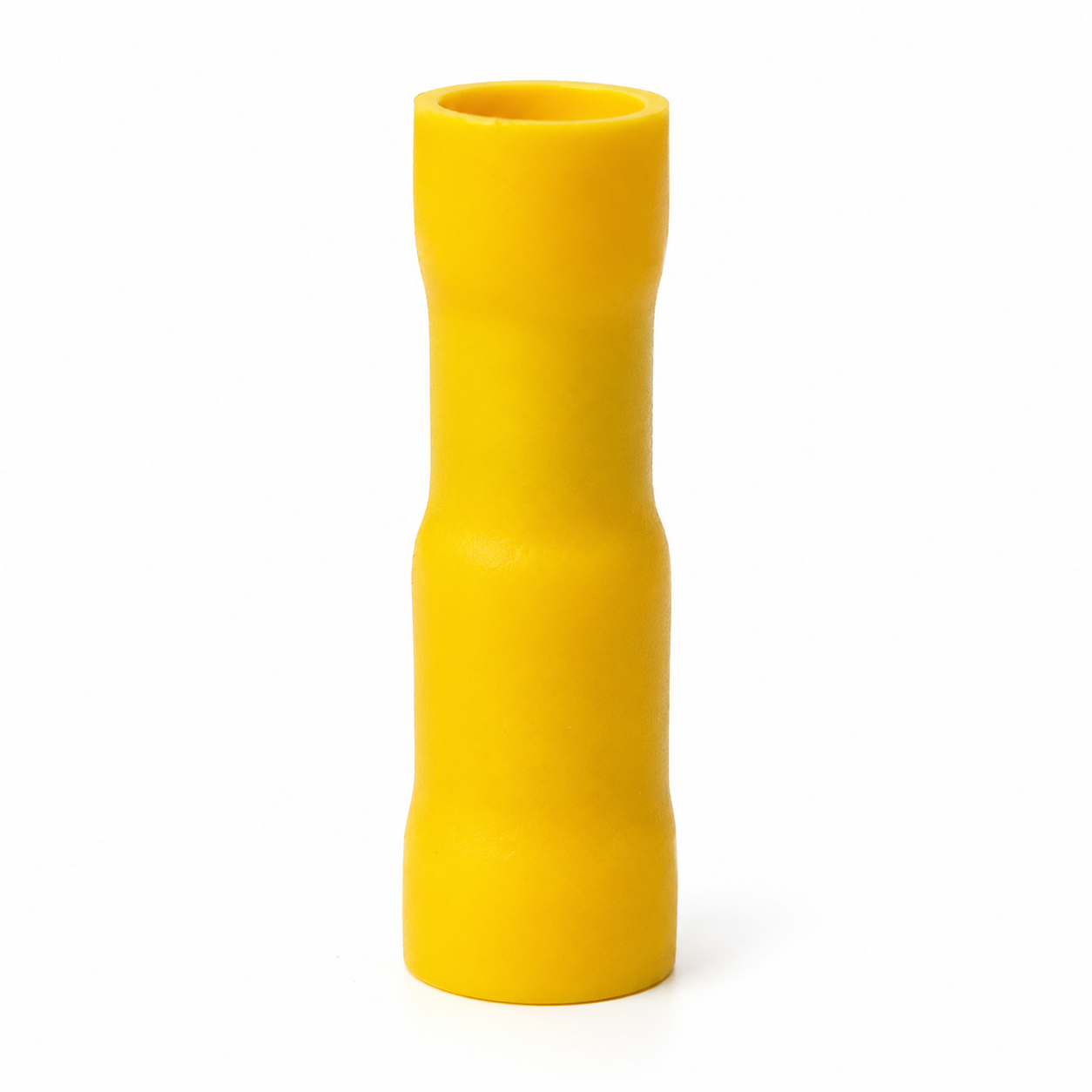 Yellow fully-insulated female bullet connector for 10–12 AWG wire