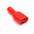 Red fully insulated female spade crimp terminal with 6.3mm receptacle, for 0.5-1.5mm2 wire