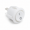 White KCD1-105 20mm round ON/OFF rocker switch, angled view