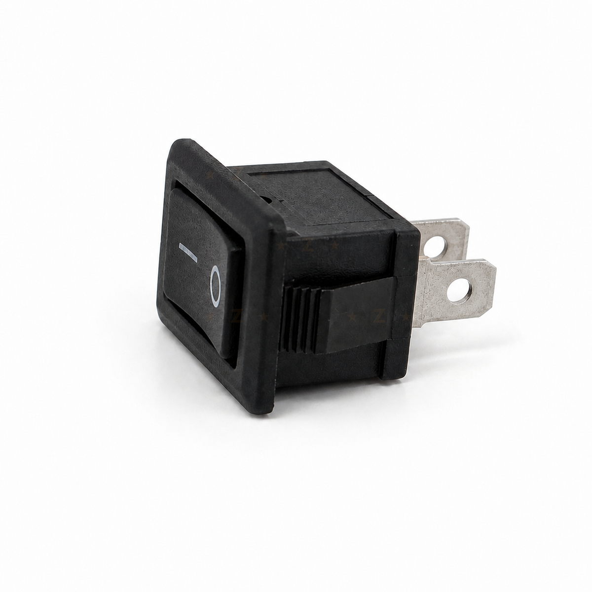 KCD1 rectangular rocker switch side profile and snap-in mounting clip