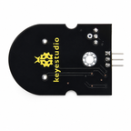 Underside of the Keyestudio SC8002B PCB showing the keyestudio ladybird logo in yellow silkscreen and the two mounting holes