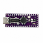 LGT8F328P board top view showing CH340C USB-serial chip, AMS1117 regulator and 12MHz crystal