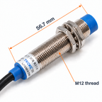 LJ12A3-4-Z/BY sensor with 56.7 mm body-length annotation and M12 thread callout