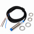 LJ12A3-4-Z/BY proximity sensor with coiled cable, three leads, two mounting nuts and two lock washers