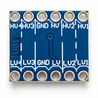 Underside of the logic level converter with mirrored HV and LV pin labels
