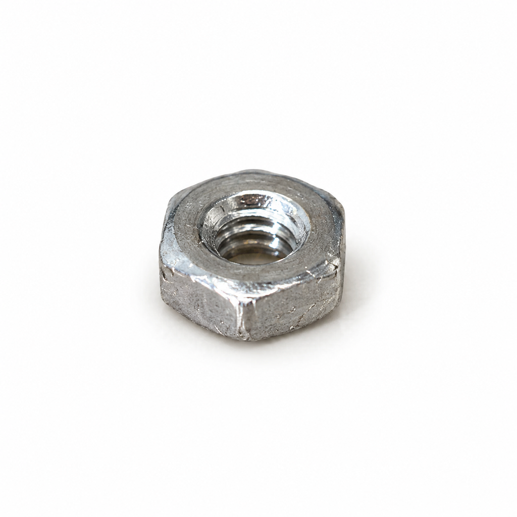 Single M2 stainless steel hex nut, 4 mm across the flats