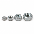 The four hex nut sizes lying flat, showing the internal thread of each