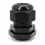 M20 black nylon cable gland with locknut, moulded M20x1.5 marking