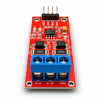 Terminal-end view of the MAX13487 RS485 module showing the three-position screw terminal