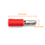 MPD1.25-156 red male bullet dimensions: overall length 21.0 mm, bullet diameter 4.0 mm