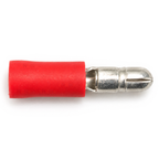 Top view of the red male bullet connector showing the sleeve, ring groove and domed bullet nose