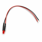 Red 3mm pre-wired diffused LED with 20cm red and black leads