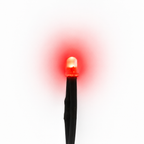 Red 3mm pre-wired diffused LED illuminated on a white background
