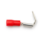 Piggyback spade terminal lying on its side, showing the angle of the male piggyback tab